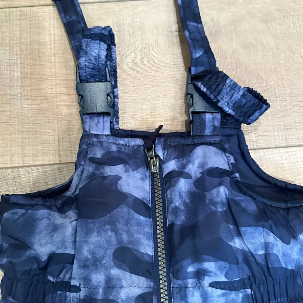 OSHKOSH BLUE CAMO WINTER BIB OVERALLS SNOW PANTS 12 MONTHS